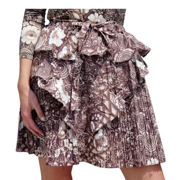 NWOT Ulla Johnson 100% Cotton Sigrid Tiered Mini Skirt in Brown Teak Size 6 - Picture 6 of 8